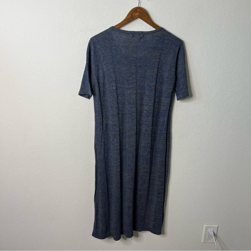 Micaela Greg Blue Wide Rib T Shirt Sweater Dress Midi Shirt Sleeve Womens Size M - Picture 9 of 10